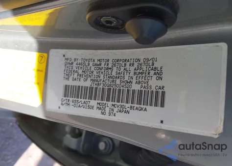 2002 Lexus Es 300 из США, поврежденный, VIN JTHBF30G825004520